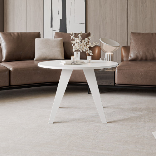 Table basse ronde loft FRESCO sur base métallique